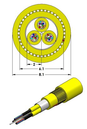Cable f.o. sm bend insensitive 9/125µ micro distribution trunk type 03x12x250µ