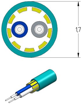 Cable f.o. mm duplex round type 50/125µ 02x2mm. om-4