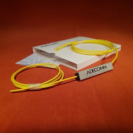 Splitter sm std 3mm (dim package: 90x20x9.5mm) 1x2, 90:10, three window coupler, 1310/1490/1550nm, 3mm tight buffer 1m long, without connector